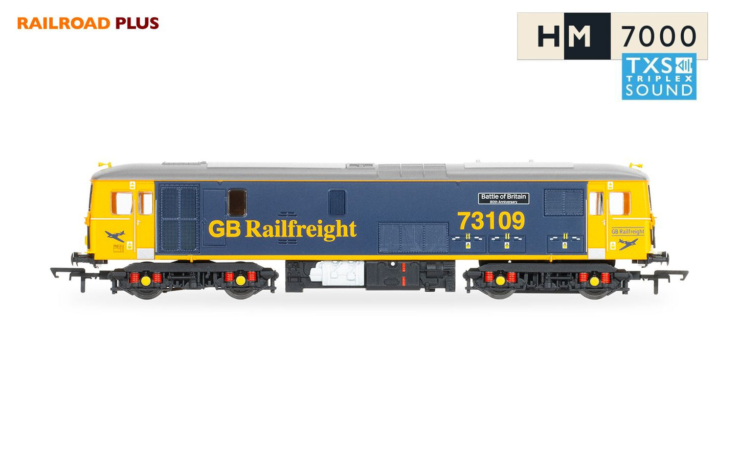 Hornby R30176TXS Railroad Plus GB Railfreight, Class 73, Bo-Bo, 73109 'Battle of Britain' Diesel Locomotive with HM7000 TXS Sound - Era 10